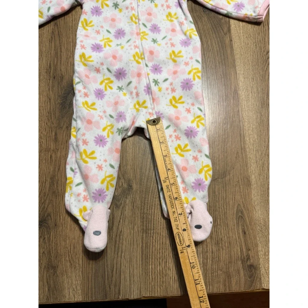 Simple Joys by Carters Bodysuit Baby Size 3-6M Pink Floral Fleece Footed Sleeper